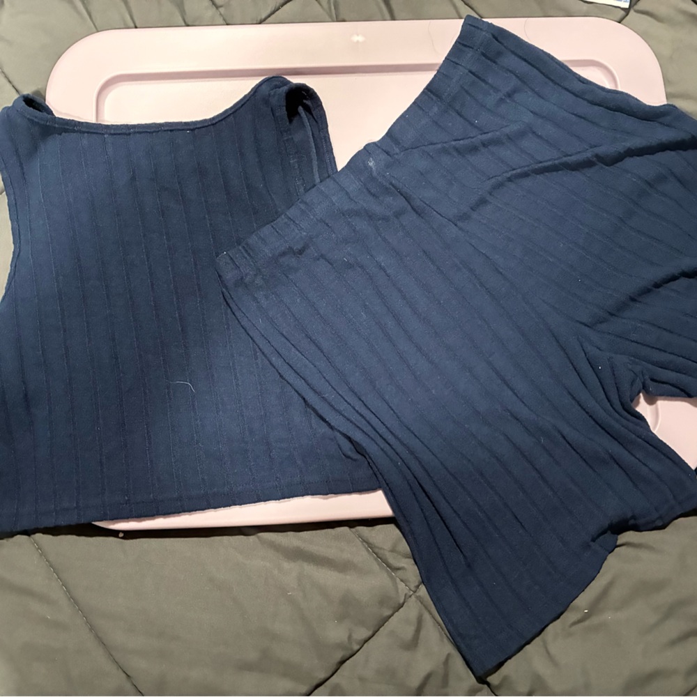 SHEIN Dark Blue Ribbed Jumpsuit